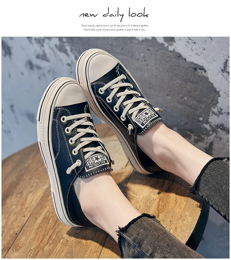 xiangtuibao Genuine Leather Designer Luxury Sneaker Woman Casual Flat Sport Shoes Female Fashion Women's Tennis  Trend Elegant Lace Up