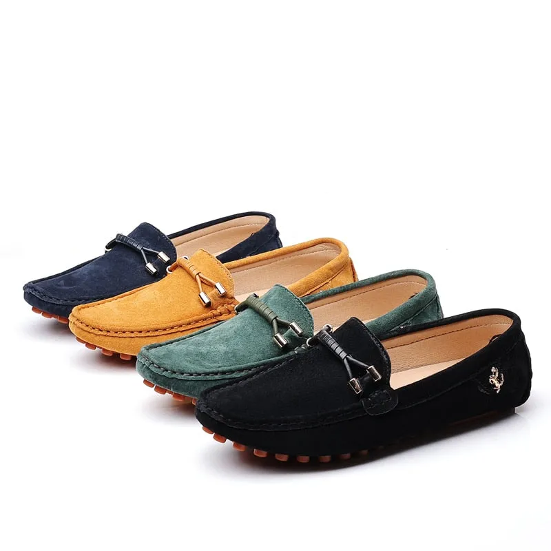 YRZL Loafers Men Casual Fashion Suede Men Shoes Lightweight Soft Genuine Leather Moccasins Slip on Driving Shoes for Men Size 48