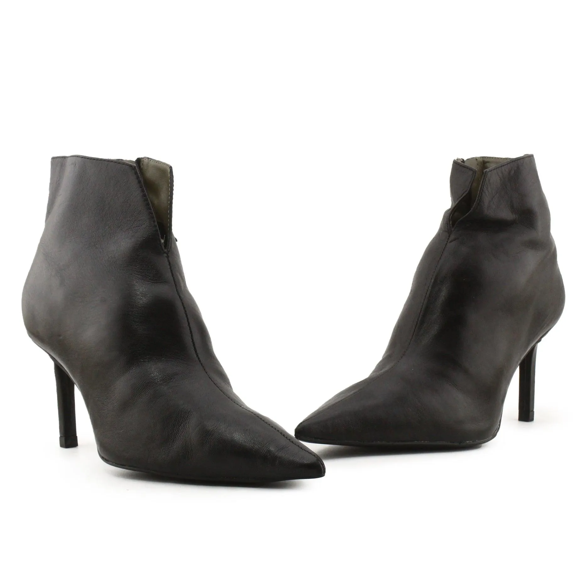 Zara Zipper Stilettos Heels Ankle Boots| 100% Authentic Leather