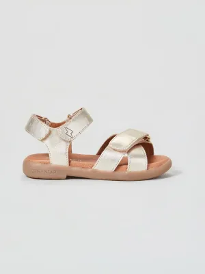 Zig   Star: Rae Cross-Strap Girls Sandals - Gold Dust