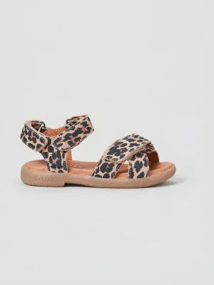 Zig   Star: Rae Cross-Strap Girls Sandals - Natural Animal